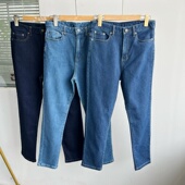 显瘦有弹力宽松舒适简约休闲纯色Y25 3高腰春夏季 直筒牛仔裤