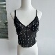 打底背心H25 西3 44纯欲性感透视烫钻网纱吊带胸型无胸垫V领修身