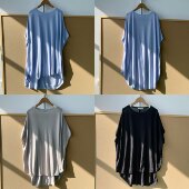 楼5A 宽松凉爽感前短后长设计感舒适亲肤上衣Z26 49夏季 圆领飞袖