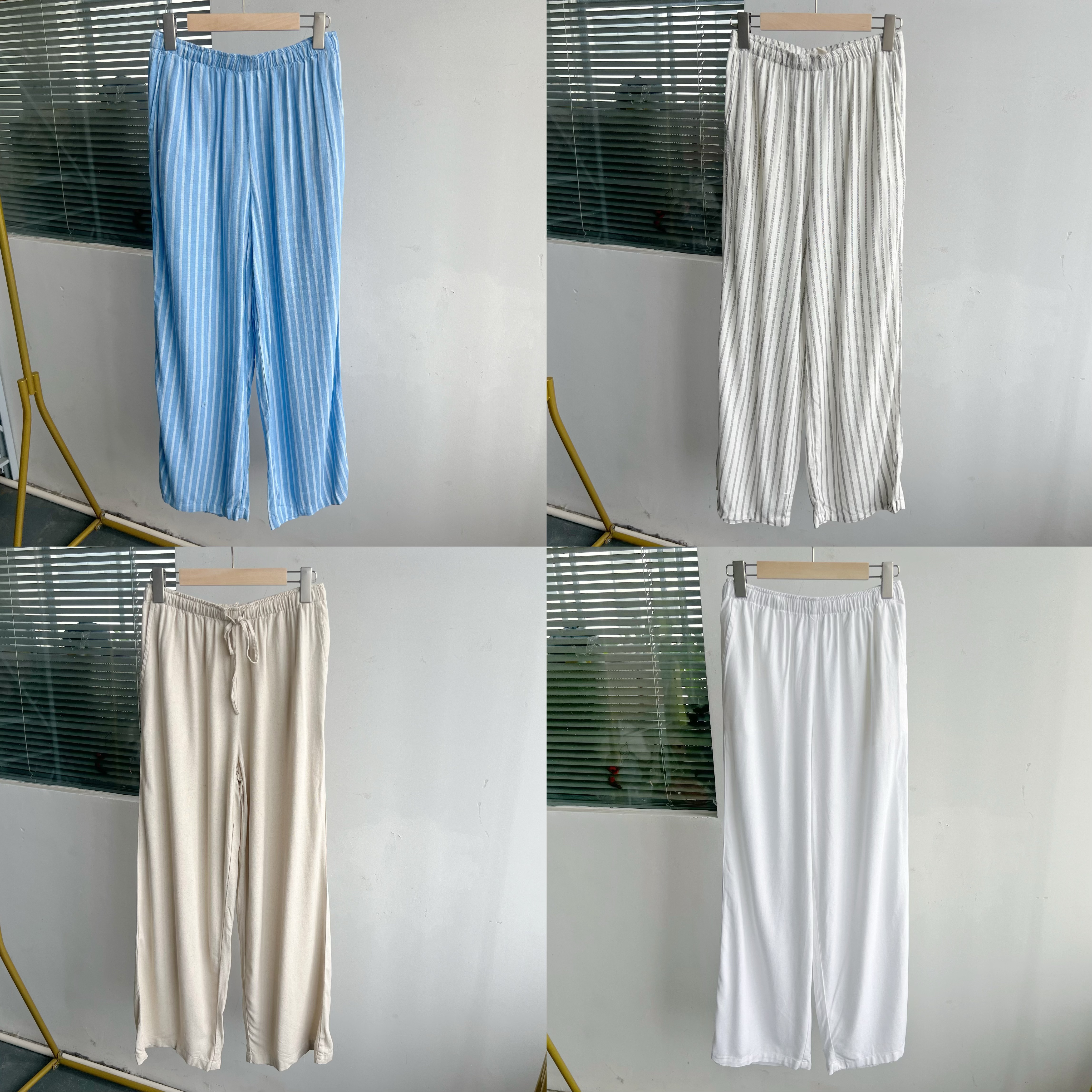 2A1-2夏季棉麻舒适透气清凉简约休闲裤宽松高腰垂感直筒裤H25-6