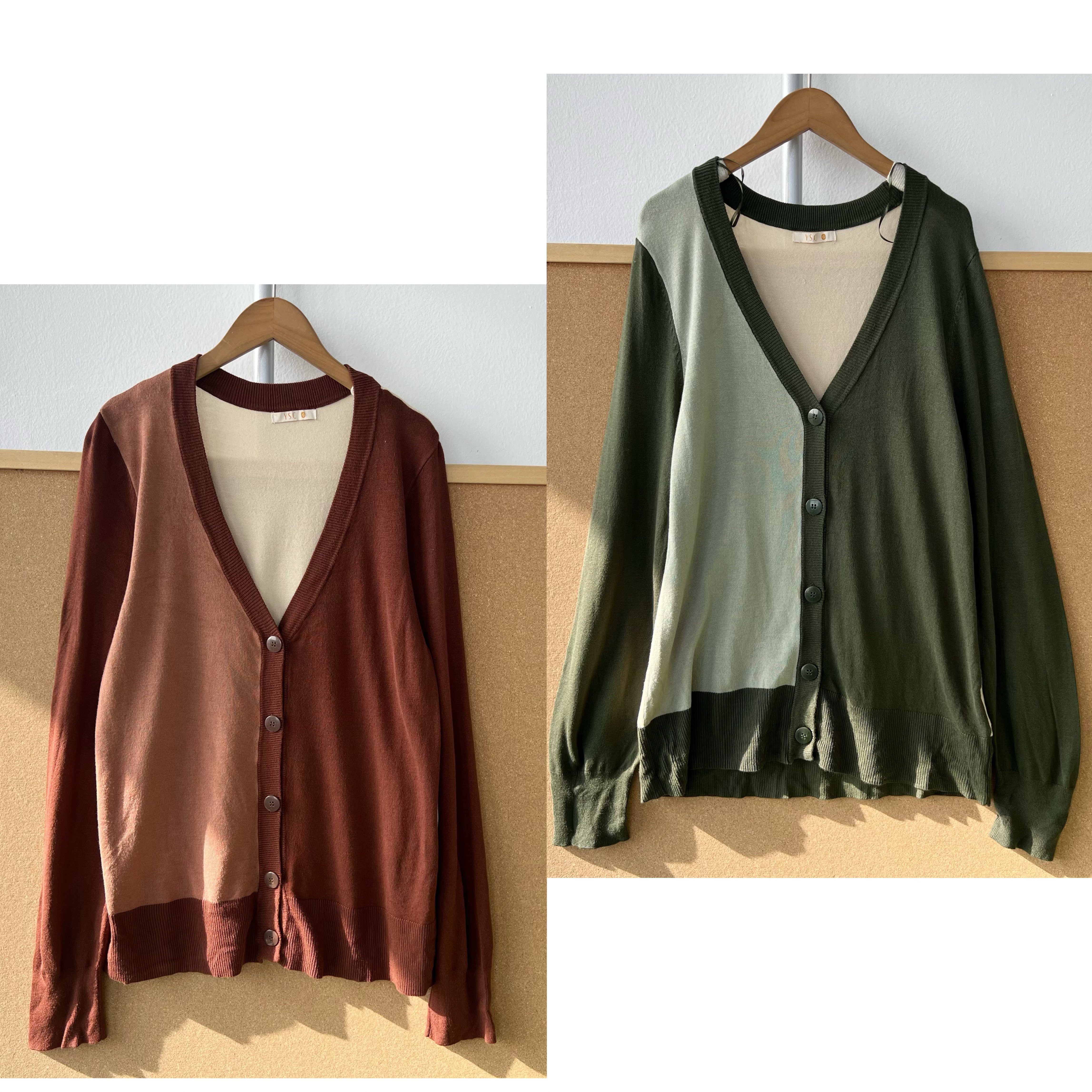 南5-26春秋复古时尚气质慵懒风V领撞色拼接针织衫外搭毛衣H25-12