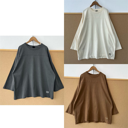 2B-160高货！日系纯色大码七分袖男女同款宽松廓形重磅上衣T26-4