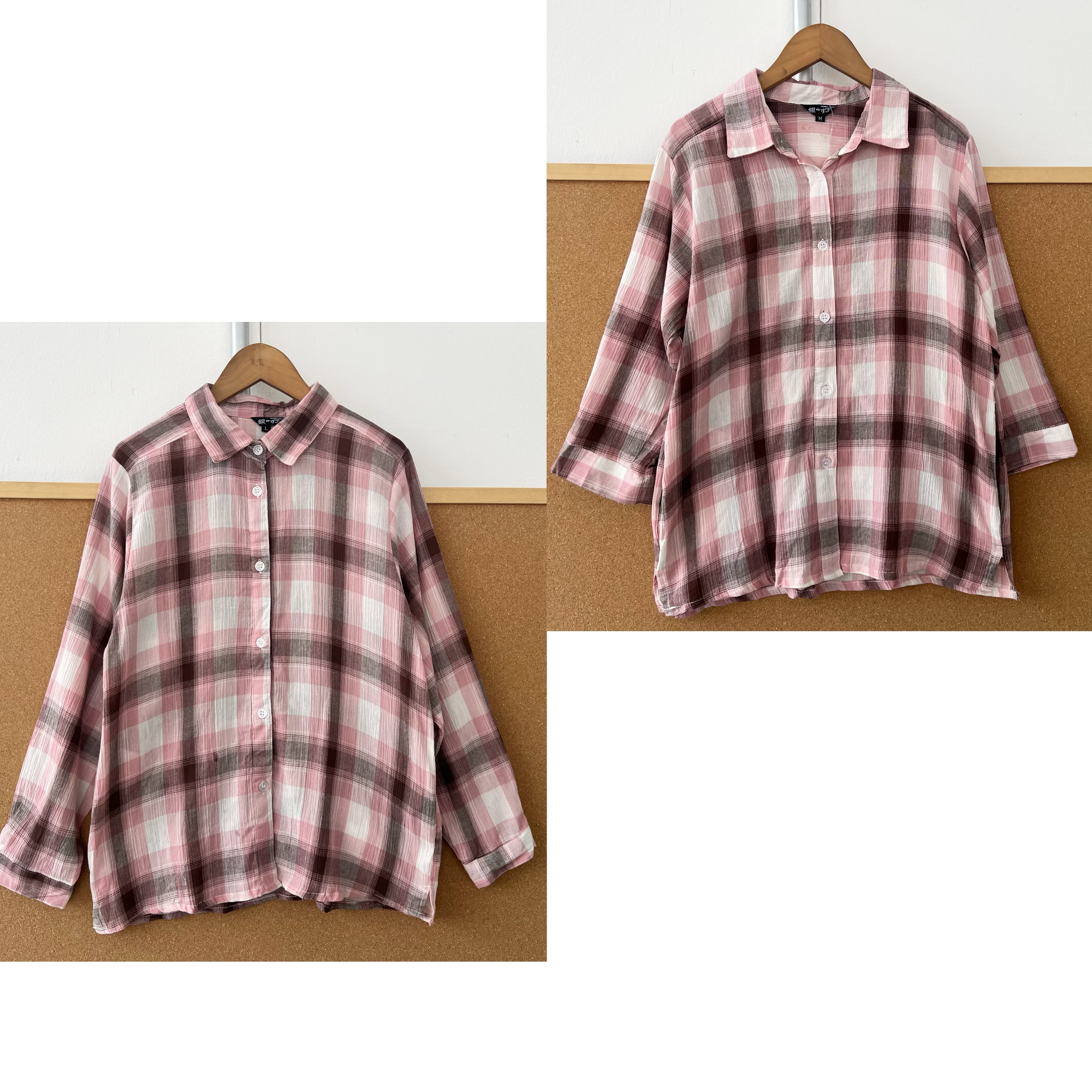 2B1-86格子翻领衬衫文艺范活力舒适百搭开衫春秋薄外套J25-11