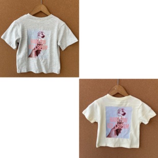 T恤H25 女童设计感小众冰淇淋印花字母宽松舒适短袖 36夏季 楼6A