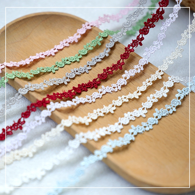 宽1cm涤纶水溶蕾丝小玫瑰花边 娃衣洋装童装服装装饰辅料DIY缝纫