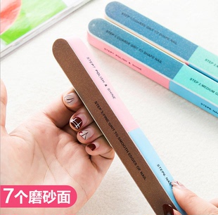 双面印花打磨砂条磨指甲砂条 指甲锉打磨条六面抛光锉美甲工具套装
