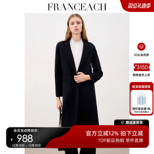 高端羊毛子呢外套 新款 法涵意弛黑色双面绒大衣女中长款 2025秋冬季