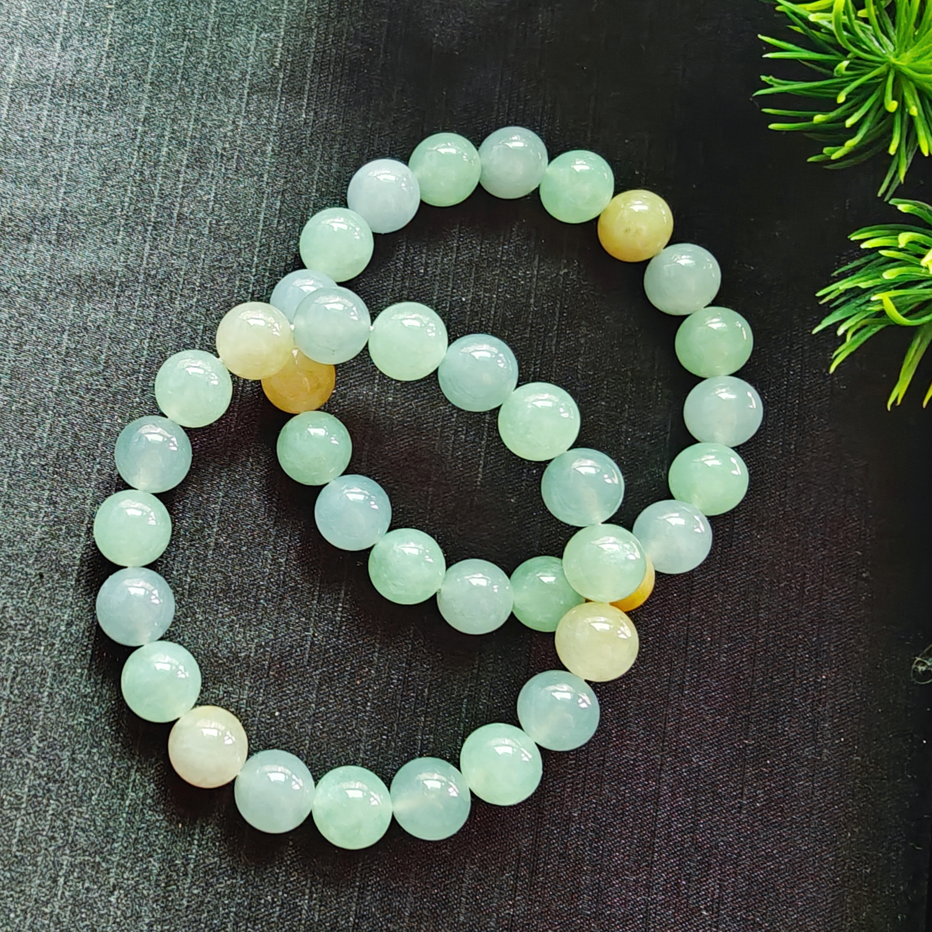 天然缅甸a货翡翠多宝圆珠手串三彩玉石珠串卡10mm