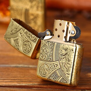 打火机zippo原装正版纯铜盔甲启示录 天启四骑士男士煤油礼物正品