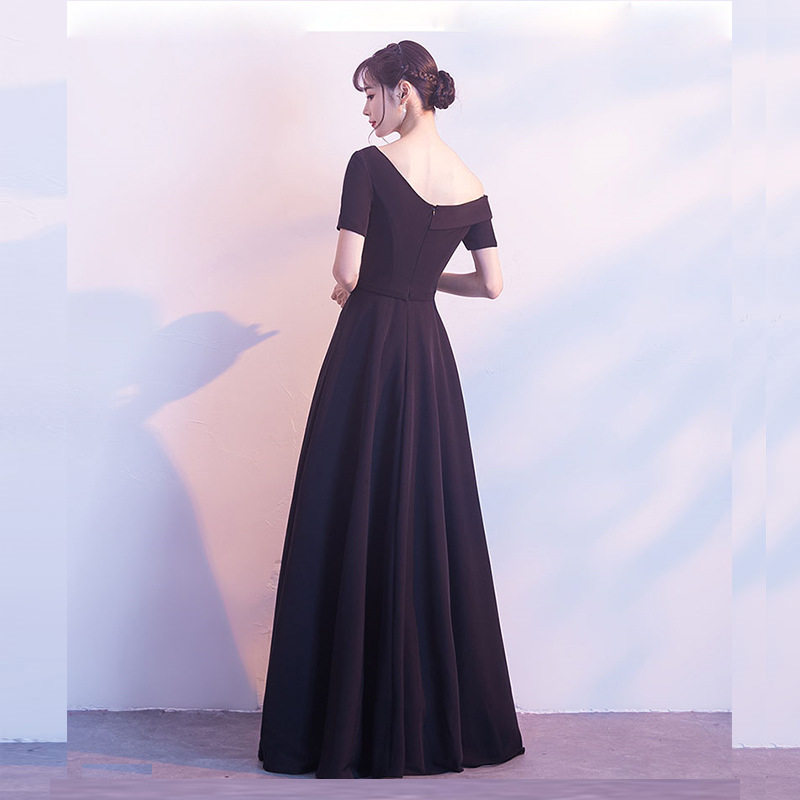 宴会黑色经典款晚礼服2025夏季公司年会长款显瘦名媛气质礼服裙女