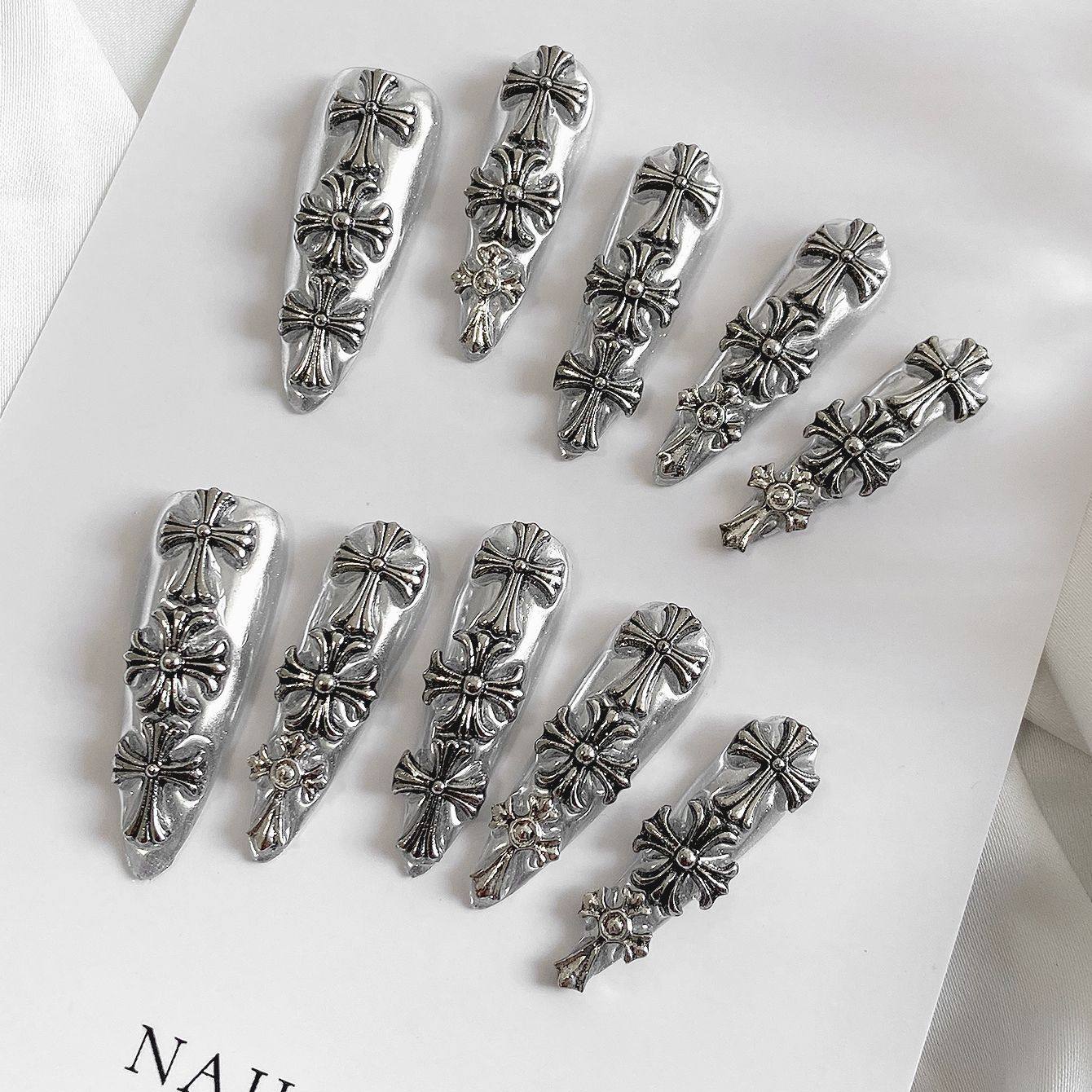 金属美甲穿戴欧美可拆卸辣妹手工纯手工高级暗黑哥特贴片