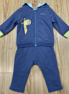 Hallmark贺曼儿童套装全棉长袖连帽拉链衫外套+裤子2件装秋款休闲