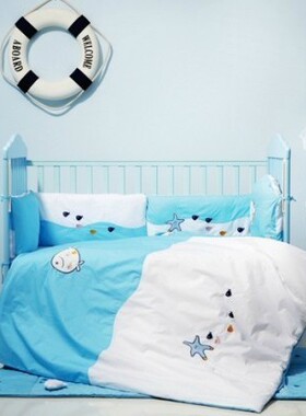 芙儿优婴儿棉被组会飞的鱼新生儿宝宝床品6套件床围床单空调被套