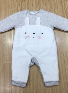 Hallmark贺曼婴儿连身衣秋冬夹棉宝宝连体衣小兔子长袖连体衣爬服