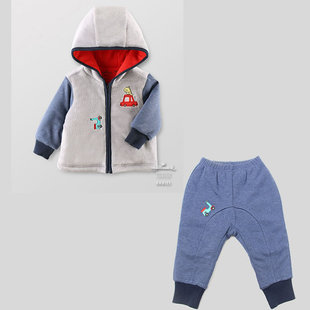子拉链衫 夹棉裤 婴儿外套 秋冬夹棉连帽上衣 Hallmark贺曼宝宝套装