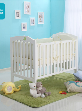 第一站春之语婴儿床全实木BB床环保漆可调挡新生儿宝宝床带脚轮