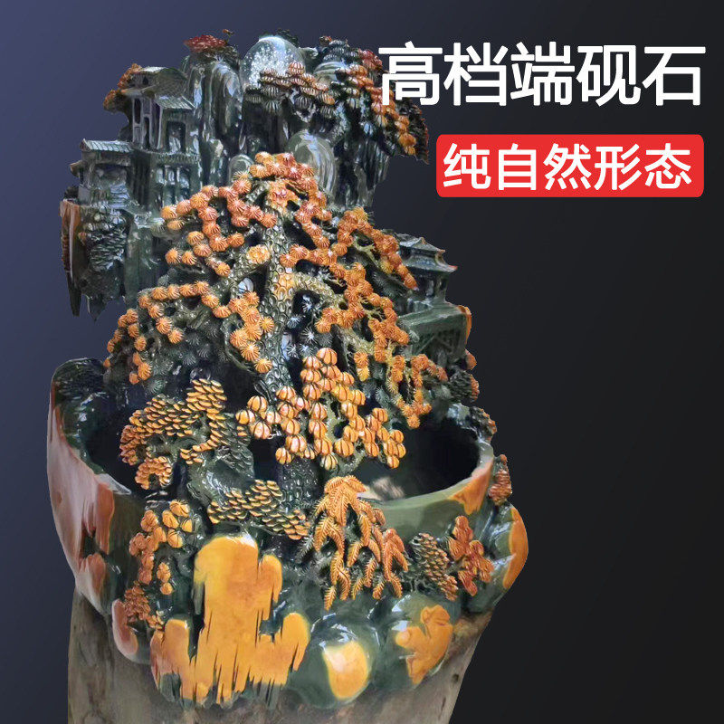 惠安石头流水摆件养鱼艺术天然石雕刻桌面招财加湿室内客厅小喷泉
