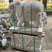 惠安石雕大象看门石像招财镇宅吸财小象一对公母别墅酒店摆件惠安