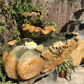 惠安石头鱼缸养鱼流水石雕天然摆件高档砚石花园流水盆阳台石槽石