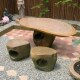 户外庭院阳台公园家用石桌石凳天然中式 青石桌椅鹅卵石不规则桌椅