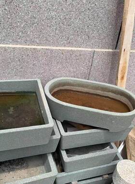 惠安户外庭院花园别墅装饰石槽石头盆景盆一体青石自然石兰花盆水