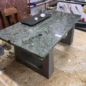 整料高端进口天然蓝翡翠奢石餐桌高级感茶桌大理石家用桌子长方形