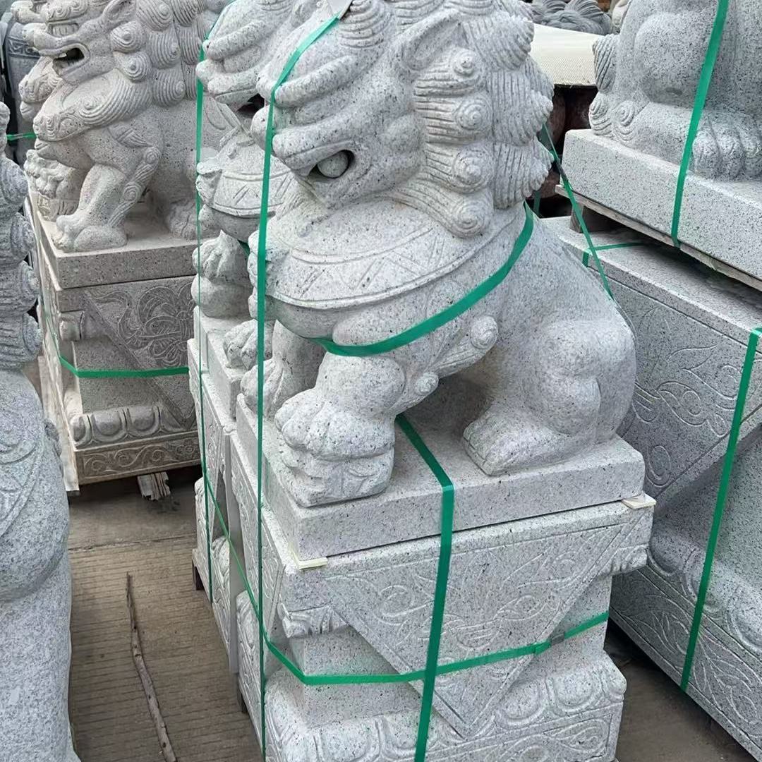 天然花岗岩石雕大门石狮子一对看门镇宅家用门口庭院祠堂墓前摆件