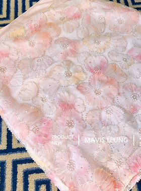 MAVIS LEUNG 浪漫花期 花团锦簇亮片立体玫瑰优雅包臀短款半身裙