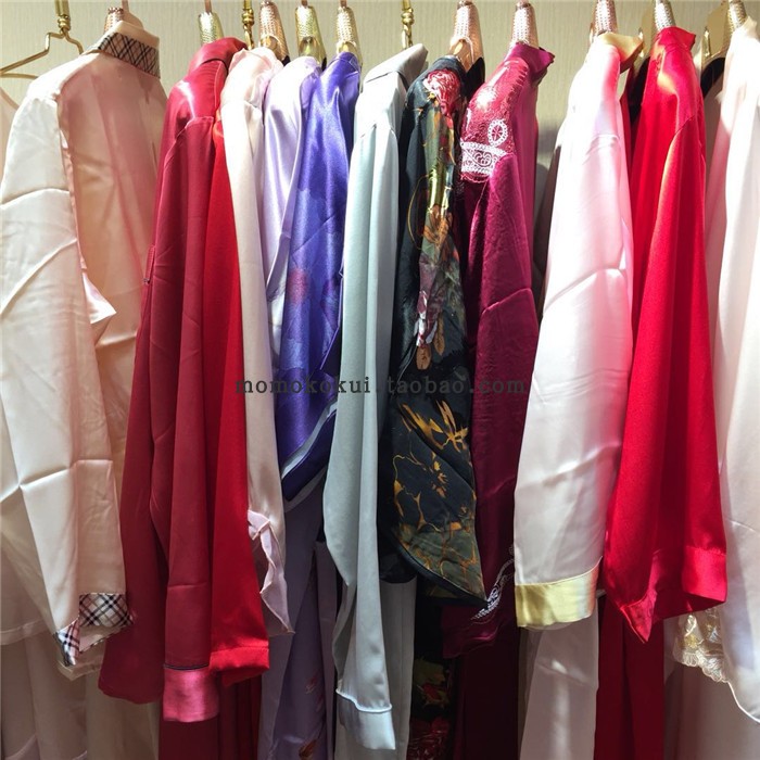 100%桑蚕丝双皱重磅真丝长袖睡衣套装男款纯色家居服清仓特价