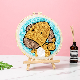 狗俄罗斯毛线戳戳绣diy材料包情侣刺绣画新年手工搓十字绣戳戳秀