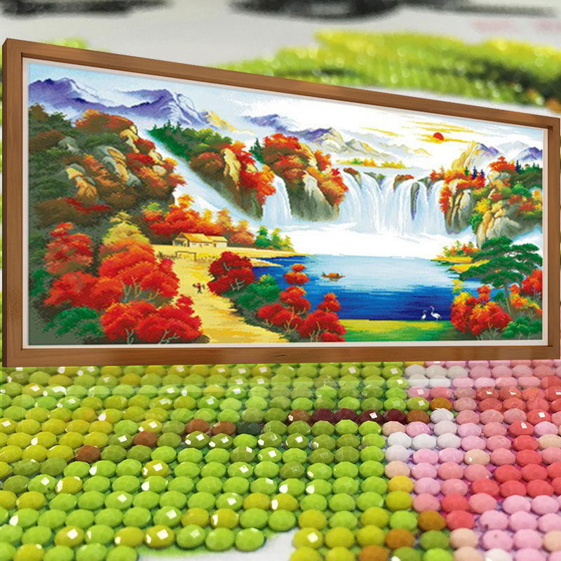 旭日东升2026新款5D水晶钻石画满钻客厅贴钻十字绣卧室风景山水画