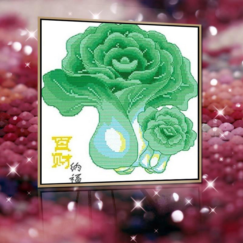 百财纳福2026水晶钻石画满钻点贴钻十字绣客厅简约卧室白菜招财