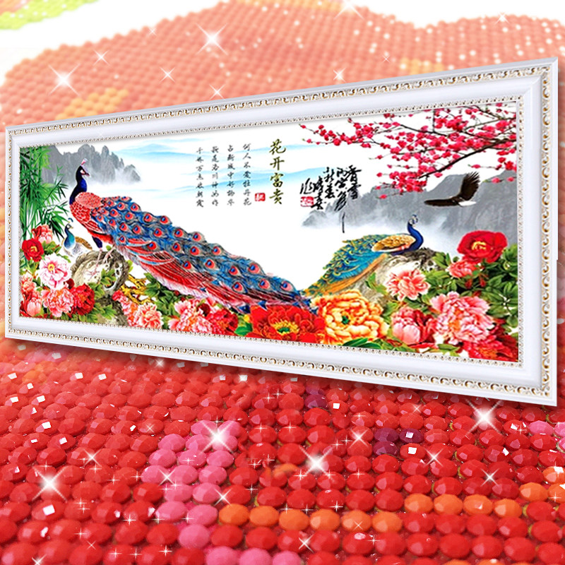 孔雀2026新款5D水晶钻石画满钻手工贴钻十字绣客厅砖石秀花开富贵
