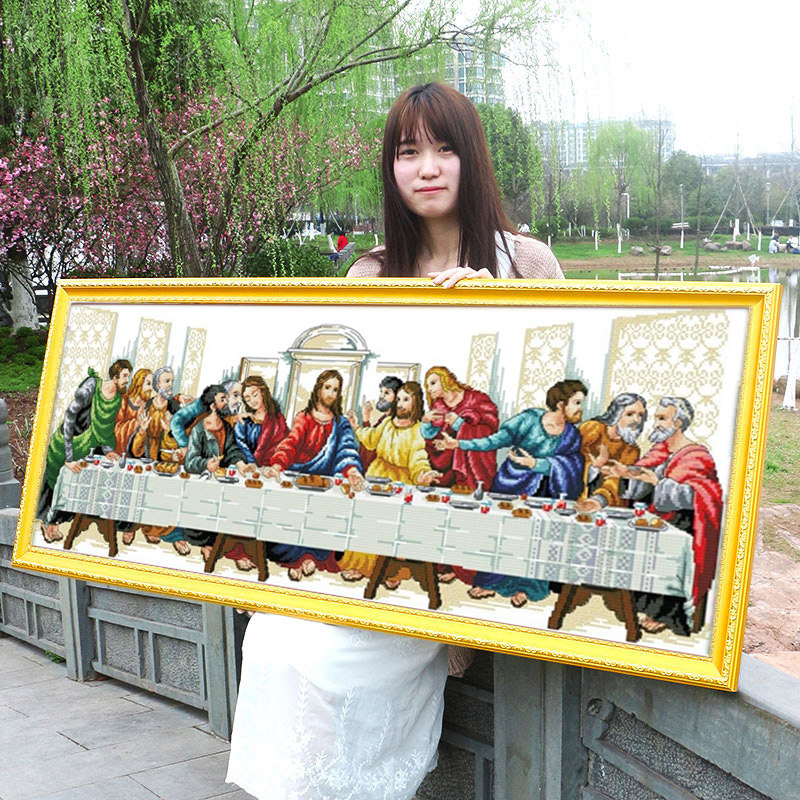 最后的晚餐世界四大名画2026新款自己手工刺绣十字绣线绣客厅餐厅