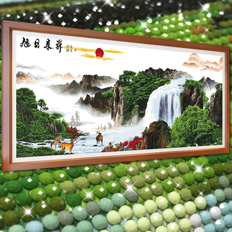 旭日东升2026新款水晶钻石画满钻贴钻十字绣客厅风景山水画砖石秀