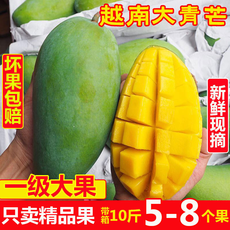 越南大青芒金煌芒特大青芒果新鲜当季水果带箱10斤包邮时令大芒果