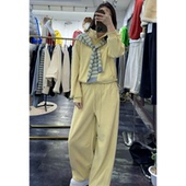 两件套女运动休闲风学院风活力潮 青春减龄披肩卫衣阔腿裤 春季 新品