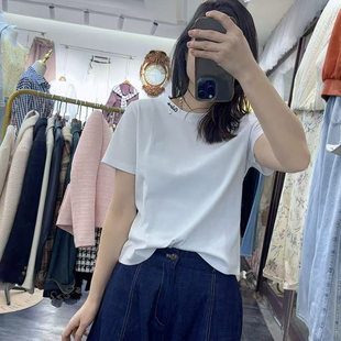 T恤小衫 百搭短袖 打底通勤舒适女遮肚子 圆领简约净版 2826春夏新品