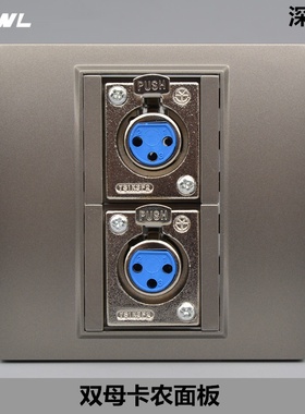 深灰色双母卡侬面板86麦克风话筒卡农三芯欧姆航空头音频墙壁插座