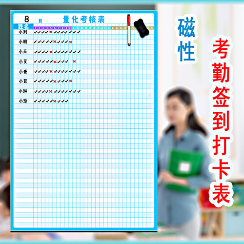 一乐磁磁性考勤打卡墙贴可擦写