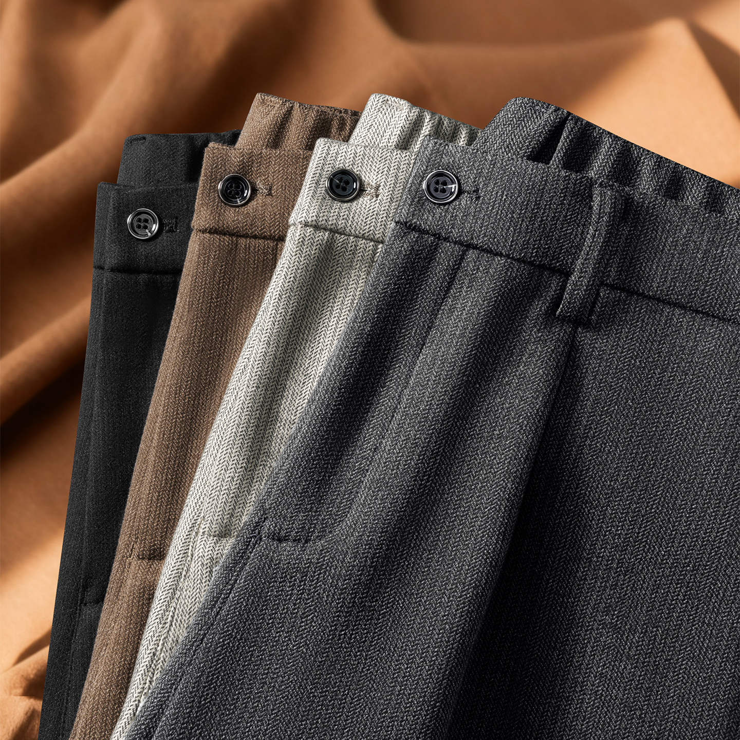 休闲简约秋冬加厚毛呢裤