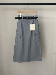 FEEL BLESSED新款女休闲直筒纯色长裙百搭显瘦牛仔半裙工装半身裙