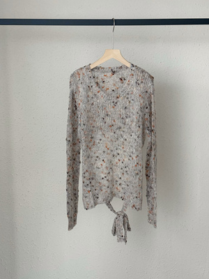 onetime原版春季新款女装复古慵懒杂色设计感镂空宽松长袖毛针织