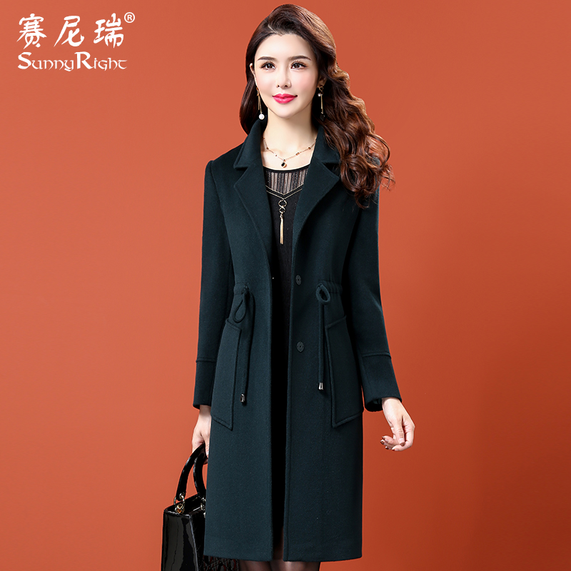 毛呢大衣女中长款2017冬装新款赛尼瑞气质时尚呢?#37038;?#33136;羊毛外套