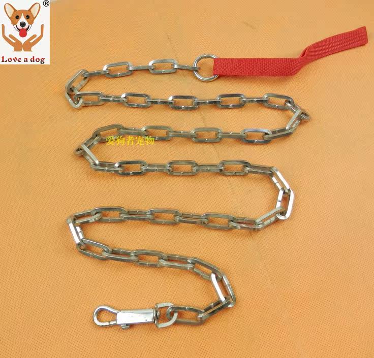宠物铁狗链铁牵引链小方链方形宠物链小号中号大号金色银色狗链子