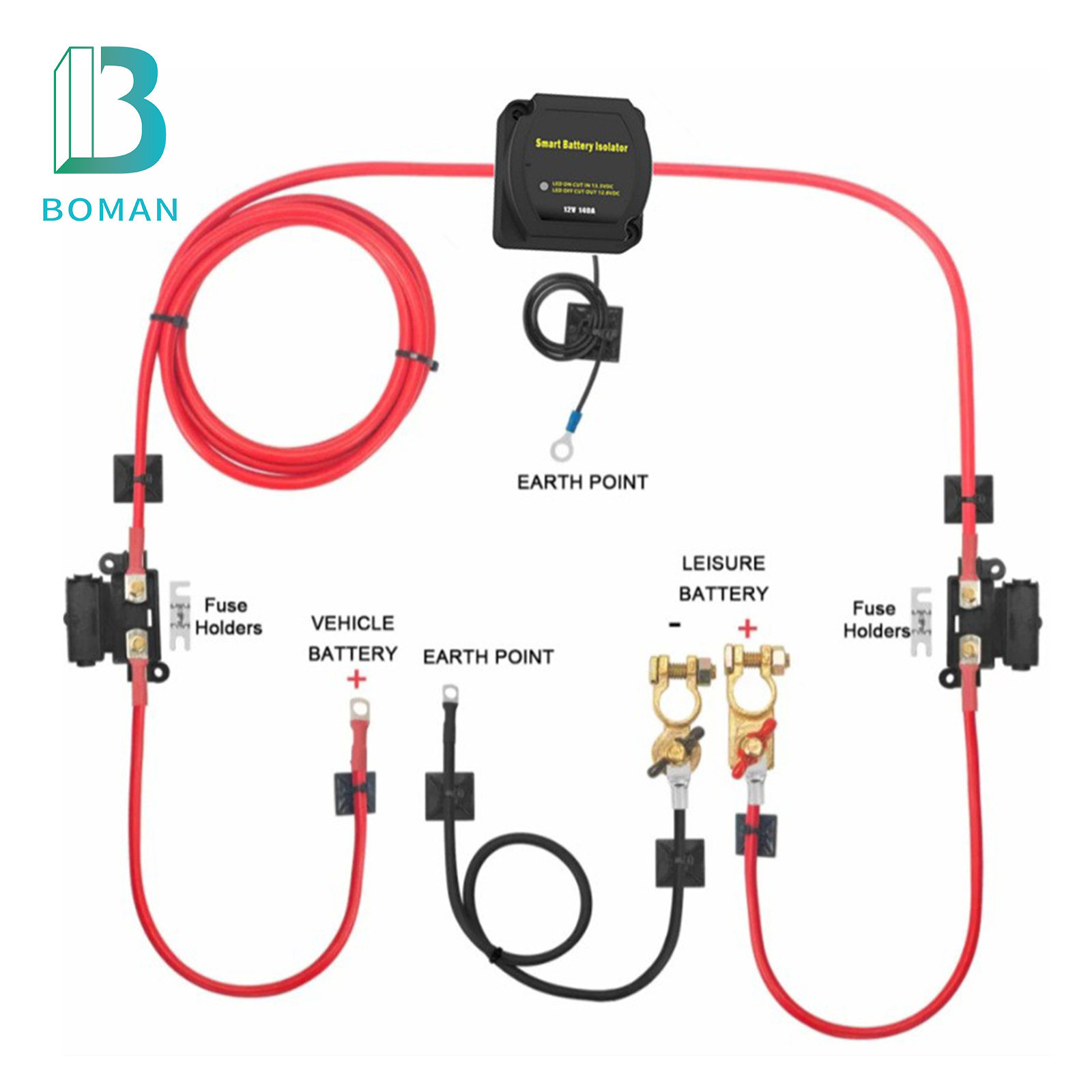 汽车智能双电池隔离器套装3米6