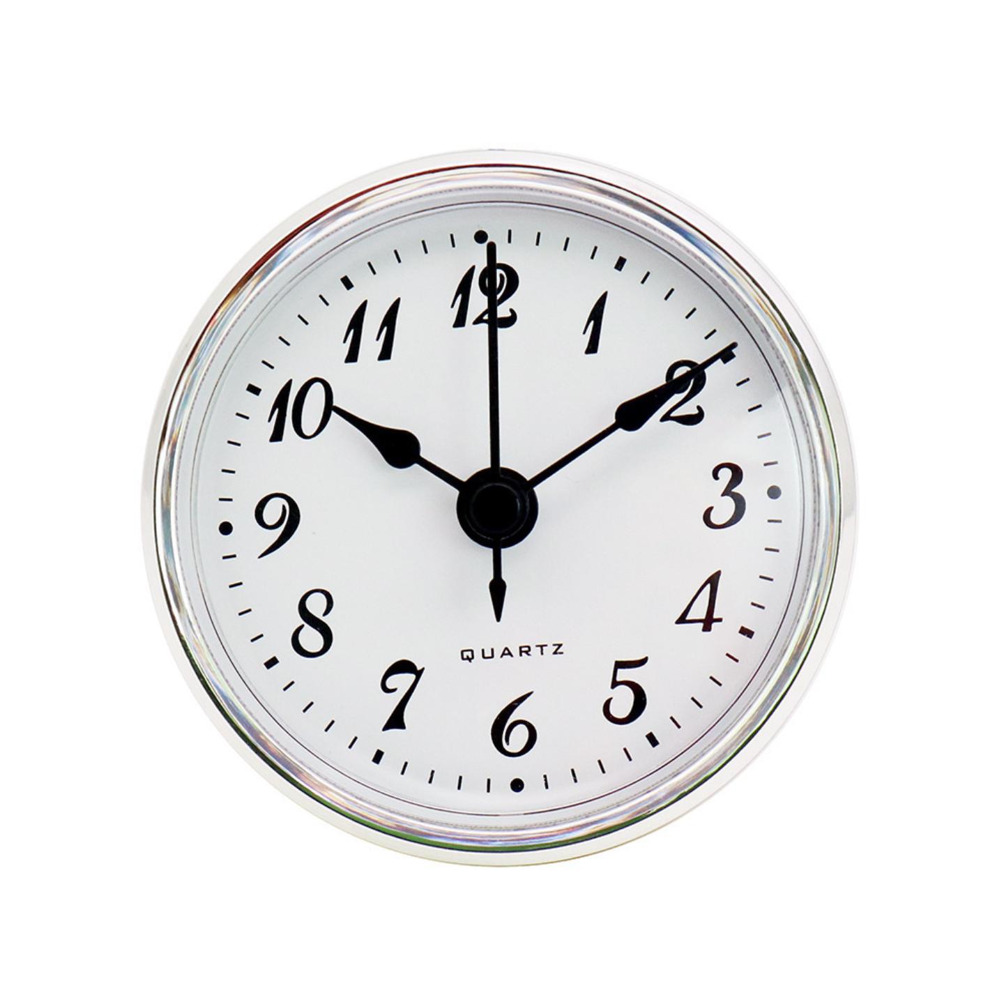 现货直径70mm银色阿拉伯字石英钟头镶嵌钟胆金属钟面