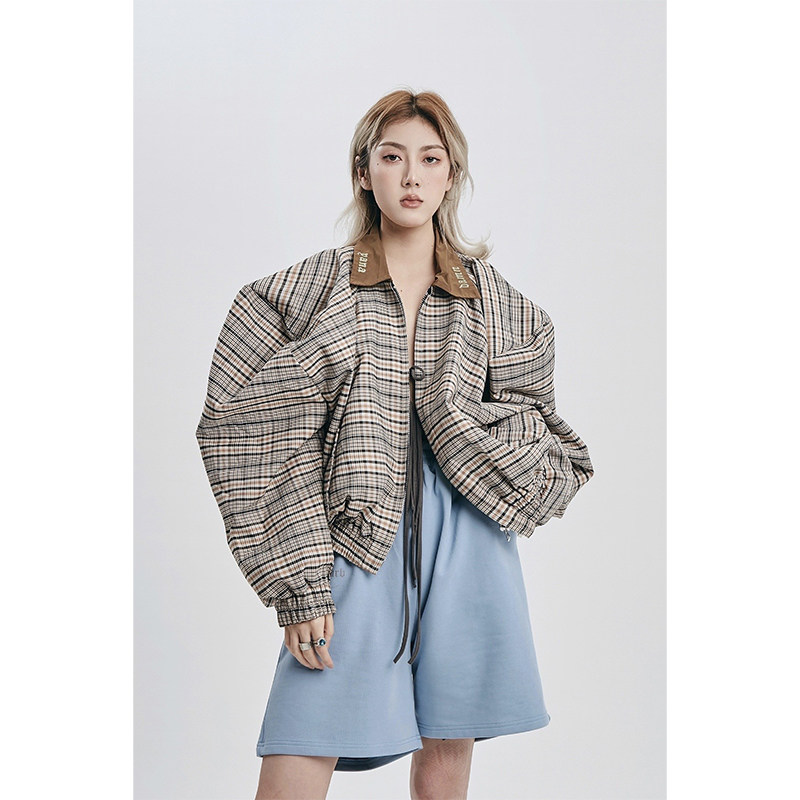 林小宅同款DONOTDISTURB原创格子解构夹克外套