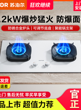 SUPOR/苏泊尔 Z-MB57W白色防爆燃气灶煤气灶家用双灶嵌入式台式