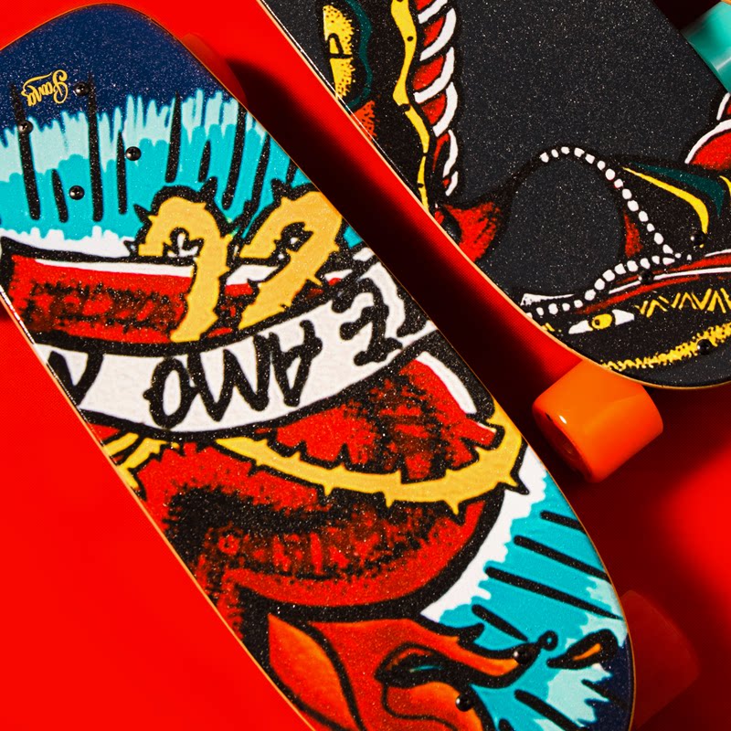 gnapxpang&束浪联名 复古动物园-荆棘心 碳化竹玻纤滑板 通勤鱼板